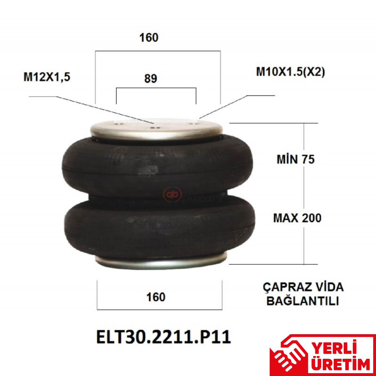 İKİ KARLI KÖÜRK DORSE DİNGİL KALDIRMA ÇARPRAZ E30.2211.P11