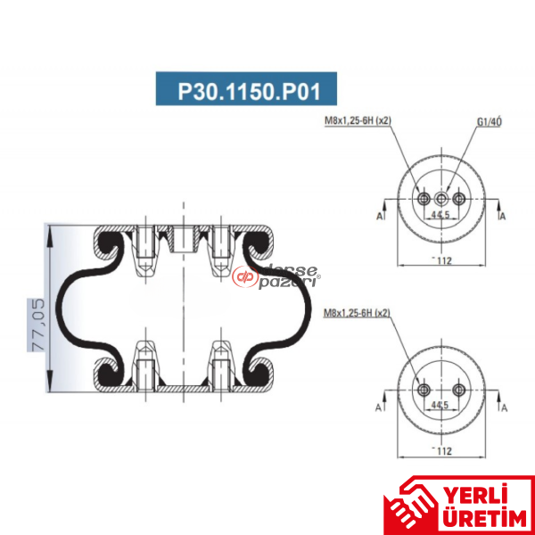 TEK KATLI SÜSPANSİYON KALDIRMA KÖRÜK 150 MM ÇAP P30.1150.P01