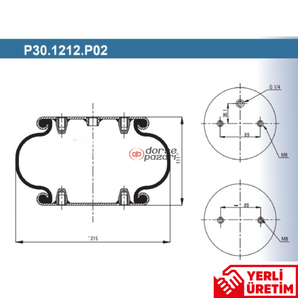 TEK KA I SÜSPANSİYON KALDIRMA KÖRÜK 215 MM ÇAP P30.1212.P02