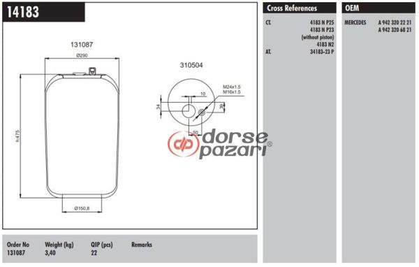4183 S Servis Körük Mercedes 15030006
